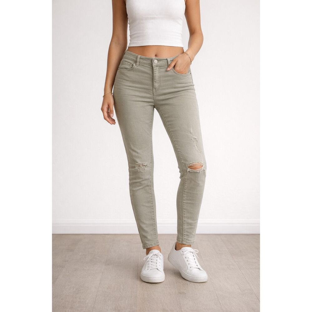 Tinseltown Tan Distressed Skinny Jeans Womens Size 13 Stretch